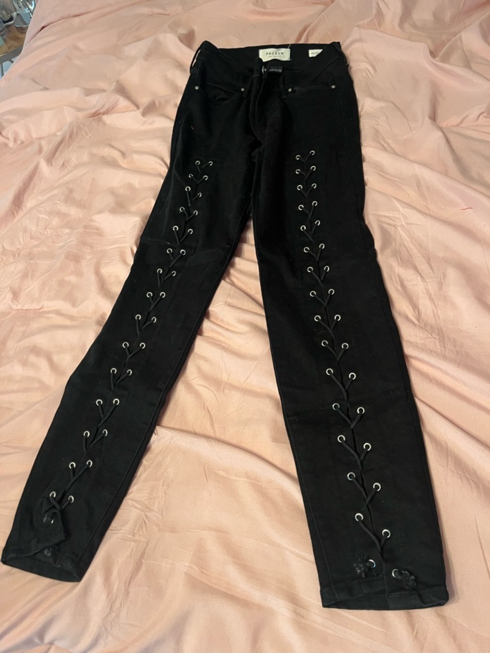 PacSun Black Lace-Up Skinny Jeans